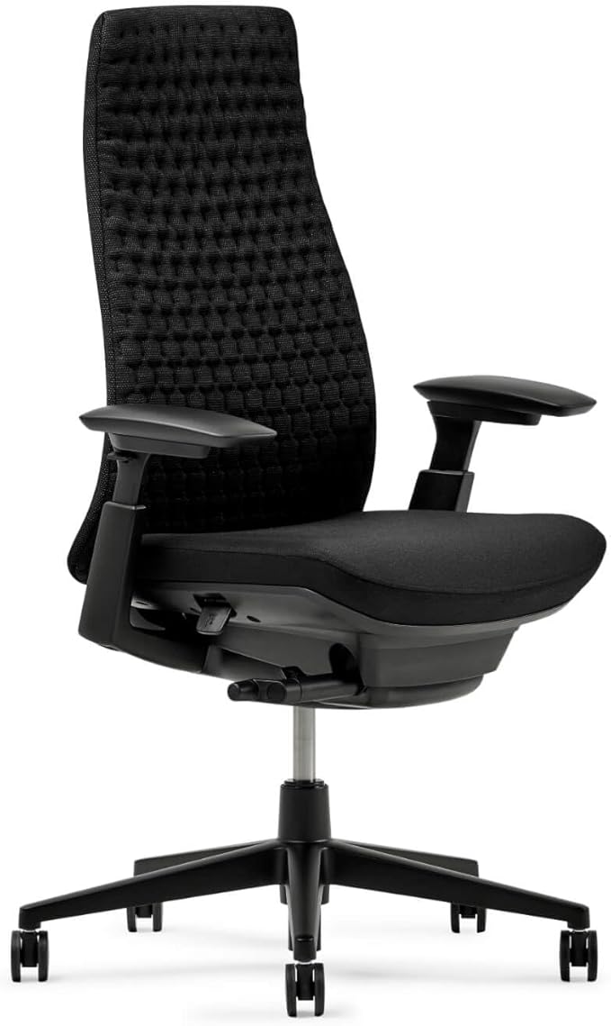 Haworth Fern Ergonomic Office Chair – Stylish and Innovative Desk Chair with Digital Knit Finish - with Lumbar Support (Charcoal Black)