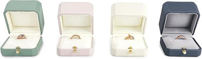 Oirlv Luxury Leather Ring Box for Jewelry Gift Octagon Women Ring Holder for Wedding Day, Proposal, Engagement, Anniversary(Pink,Single)