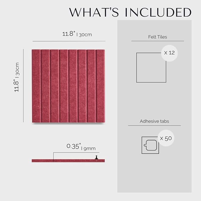 Large Bulletin Board 48x36 - Office Wall Organizer to Replace Your Old Cork Boards for Walls for Office Decor -12-Pack Felt Wall Panels to Use in Home Office Decor, Classroom Decor (Burgundy)