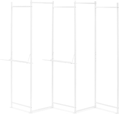 IRIS USA, Inc. 5 Panels Collapsible Clothes Rack with 2 Shelves, Customizable Garment Rack, Foldable Clothes Drying Rack, Locked and Leveled, Perfect for any Space, Modern and Fashionable, White