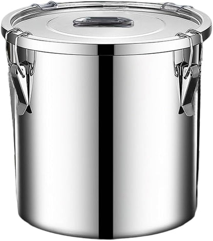 stainless steel food storage containers with lids lock clips airtight container large airtight for rice flour sugar grain coffee bean storage containers Kitchen jar (1.59gal/6L)