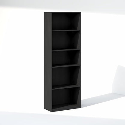 Furinno GEHRY DVD Shelf, 5-Tier CD Rack, Media Shelf with Adjustable Shelves, DVD Storage Cabinets for CD Blueray Game Disc, Easy Assembly, for Living Room, Home Office, Blackwood