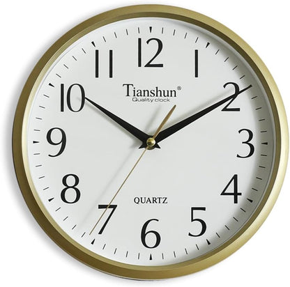 Wall Clock Silent Non-Ticking Battery Operated Small 10 Inch Modern Easy to Read for Living Room Bedroom Kitchen Office Decor (Gold)