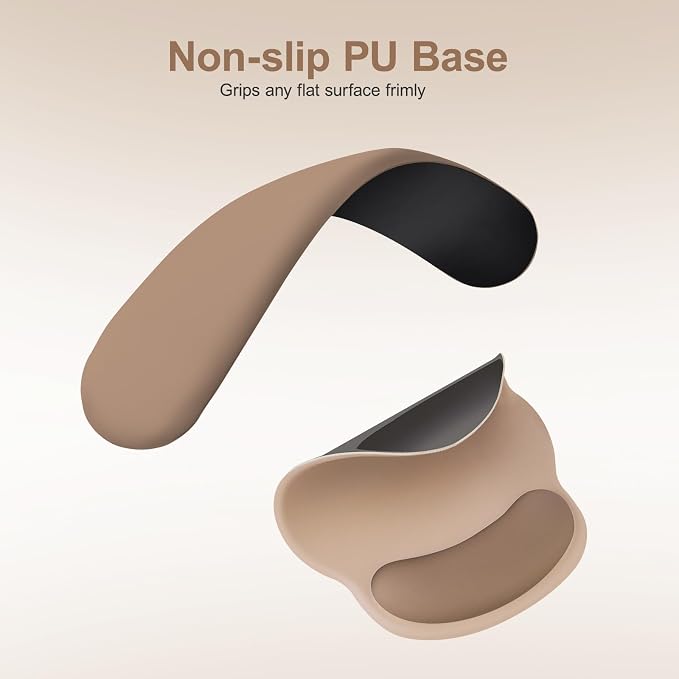 MOSISO Wrist Rest Support for Mouse Pad&Keyboard Set, Circle Curved Ergonomic Mousepad&Coaster Non-Slip Base Home/Office Pain Relief&Easy Typing Pad with Soft Cloth&Silicone Lining, Mocha
