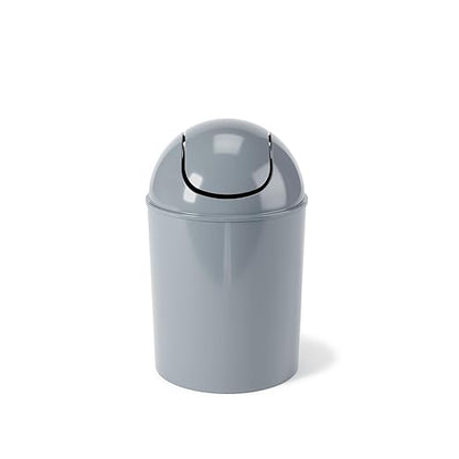 Umbra 1.25 Gallon Mini Waste Can with Removable Swing-Top Lid - Small Garbage Bin for Kitchen, Bathroom, Bedroom, Office - Compact Trash Can Fit Under Tables & Counters - Steel Blue