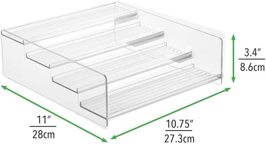 mDesign Plastic Bathroom Storage Organizer Shelf for Cabinet, Vanity, Countertop - Holds Vitamins, Supplements, Medicine Bottles, Nail Polish, Makeup - 4 Levels - Ligne Collection, 2 Pack, Clear