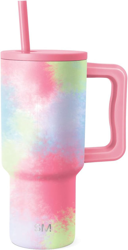 Simple Modern 30 oz Trek Tumbler with Handle and Straw Lid | Cup Holder Friendly Insulated Stainless Steel Travel Mug | Kaleidoscope