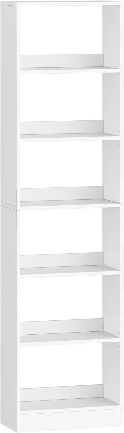 Hzuaneri Bookcase, Tall Narrow Bookshelf, Open Display Storage Shelf, Skinny Cube Book Shelf with Adjustable Shelves, CD Rack for Living Room, Home Office 6-Tier(9.4 x 19.7X 72 inch) White BC59603X