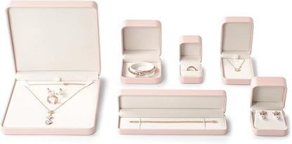 Oirlv Luxury Leather Necklace Pendant Gift Box Jewelry Box Small Jewelry Storage Display Case for Christmas Wedding Engagement Birthday (Pink)