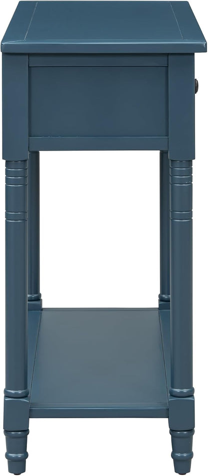 Knocbel Antique Entry Console Table with 2 Drawers & Bottom Open Shelf, Wood Sofa Tables for Entryway Hallway Living Room, 35.34" W x 13.8" D x 30.25" H, Dark Navy