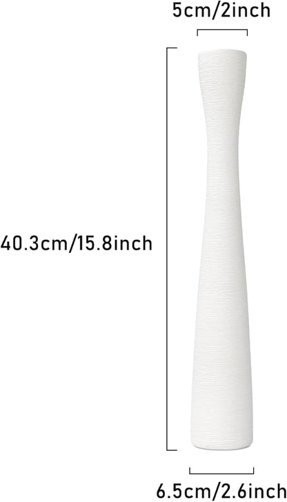 Tall White Vase 16 Inch Skinny Flower Vases, Handmade Ceramic Vase Modern Minimalist Style for Living Room, Home, Office, Centerpiece,Table, Wedding Party