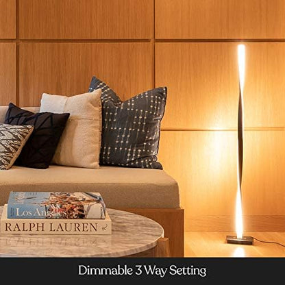 Brightech Helix LED Floor lamp, Bright Floor Lamp for Living Rooms & Bedrooms, 48" Tall Pole Lamp, Dimmable Standing Lamp - Black