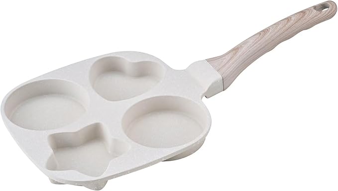4-Cup Nonstick Omelette Skillet Egg Frying Pan, Healthy Breakfast Pancake Pan for Pancake, Hamburger, Bacon, Easy to Clean, Detachable Bakelite HandleSuitable for Gas Stove & Induction Cookware (1)