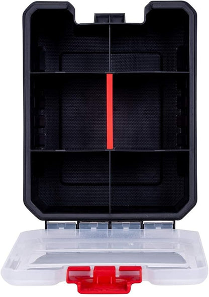 Mini Parts Organizer Box – Small Hardware Storage Case with 6 Compartments & Divider – Compact Nylon Container for Screws, Beads, Tackle, or Travel Toolbox