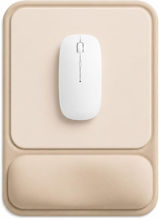 eulps Ergonomic Mouse Pad with Wrist Rest, Gel Mousepad with Soft Wrist Support, Non-Slip PU Base, Smooth Surface Mouse Pad for Wrist Pain Relief, Computer Laptop Office Home & Gaming (Nude Apricot)