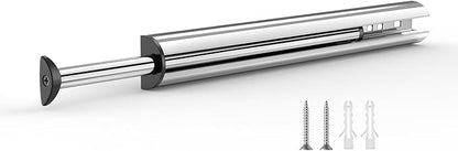 Valet Rod 14-Inch, Pull-Out Closet Clothes Closet Hanging RodMetal Telescoping Adjustable, Rust-Free Closet Hanging Clothes Hat Rack Rod (Mounting Screws Included)-Silver White
