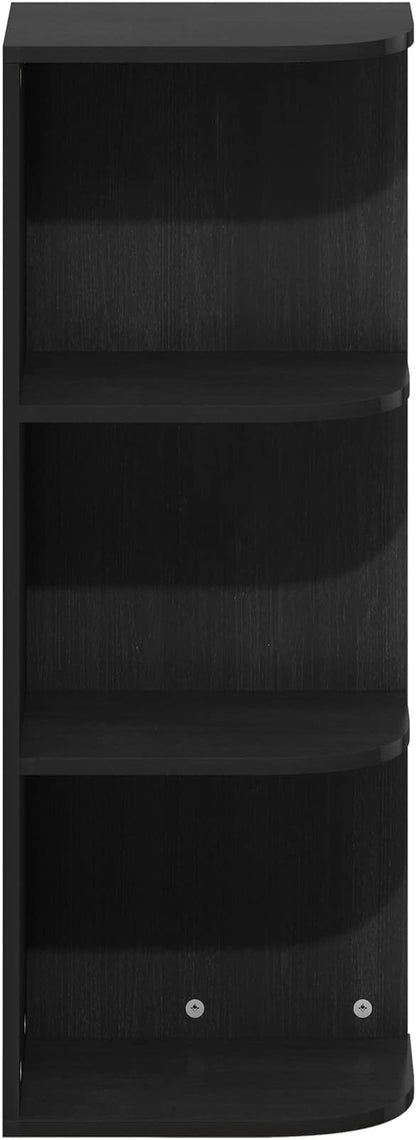 Furinno PASIR Book Shelf, 3-Tier Corner Bookshelf, Open Shelves Bookcase 9.3 x 12 x 31.5, for Living Room, Bedroom, Home Office, Blackwood
