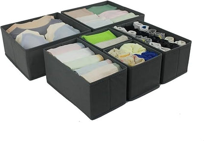 Amazon Basics Cloth Drawer Storage Organizer Boxes for Socks, Underwear and Baby Items Gray (Pack of 60)