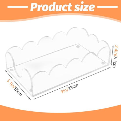 Clear Acrylic Napkin Holder, Scalloped Napkin Holder for Table, Paper Hand Towels Storage Tray for Bathroom, Kitchen, Parties, Weddings, and Various Events(9x5.1x2.4 inch)