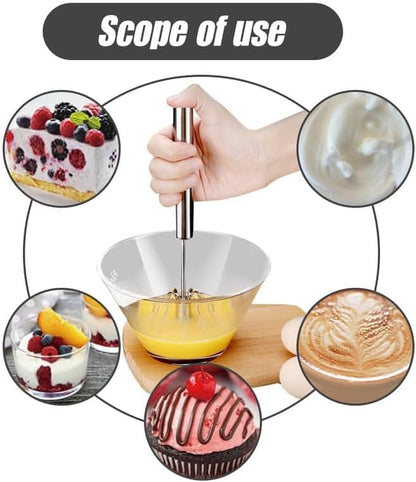 2025 New Stainless Steel Semi-Automatic Whisk with Cleaning Cloth, Wisking Tool Stainless, Multifunctional Egg Beater for Cooking Kitchen Household Eggs Milk Hand Whisk Mixer (A4-Old Style 3PCS)