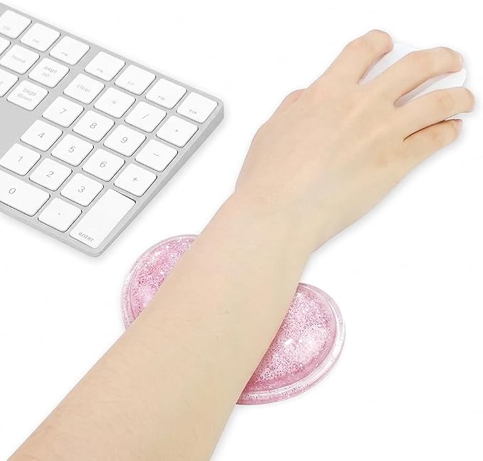 Soft Mouse Wrist Rest Pad Comfortable Cool Silicone Gel Ergonomic Cushion Small-Sized Hand Pain Relief Support Pad with Gel-Filled for Laptop Computer Office & Home (Bright Pink)