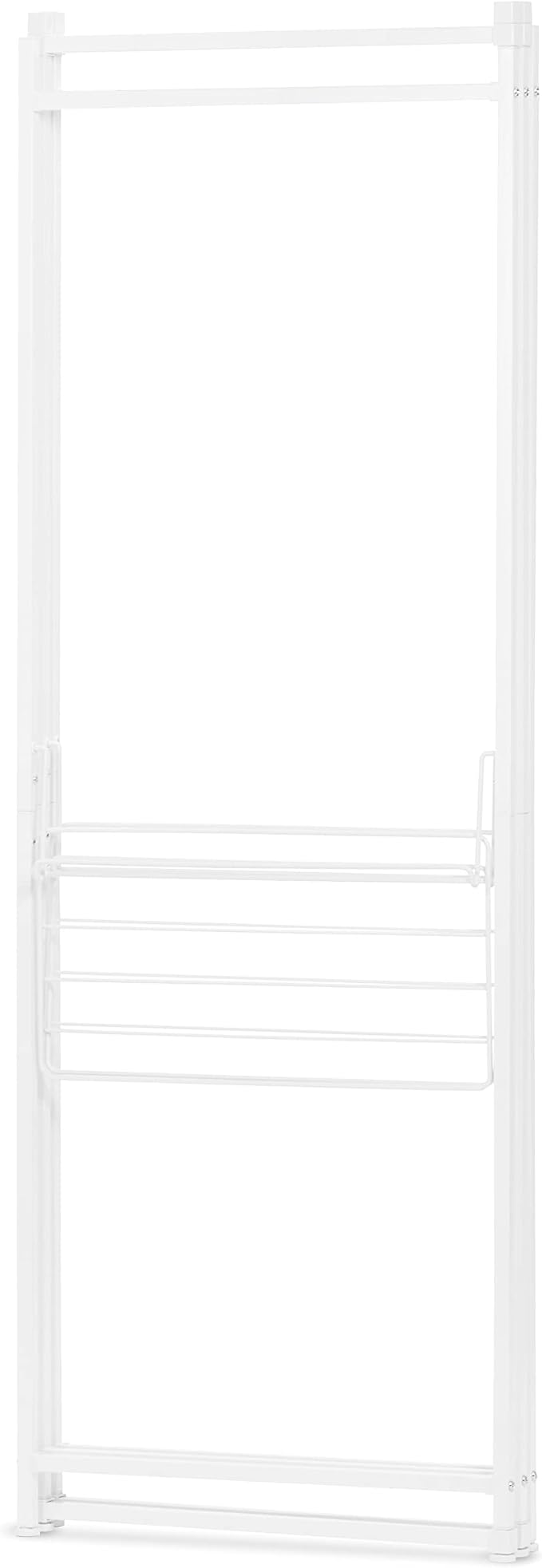 IRIS USA, Inc. 5 Panels Collapsible Clothes Rack with 2 Shelves, Customizable Garment Rack, Foldable Clothes Drying Rack, Locked and Leveled, Perfect for any Space, Modern and Fashionable, White