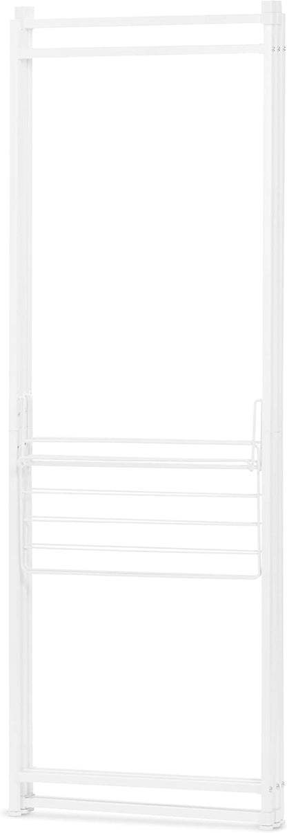 IRIS USA, Inc. 5 Panels Collapsible Clothes Rack with 2 Shelves, Customizable Garment Rack, Foldable Clothes Drying Rack, Locked and Leveled, Perfect for any Space, Modern and Fashionable, White