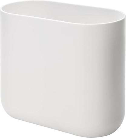 iDesign Small Slim Plastic Bathroom Trash Can, Garbage Can for Bedroom, Office, Desk, Dorm, 2-Pack, White
