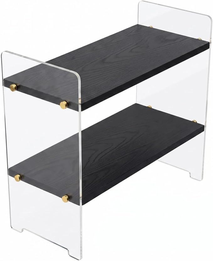 Coffee Station Organizer 2 Tier, Solid Wood Mug Shelffor Coffee Bar,Matcha Station,Tea Storage - Holds Mugs,Beans,Syrup,Cups,Tirrers (Black Wood Grain, 15.4" L x 5.7" W x 13.4" H)