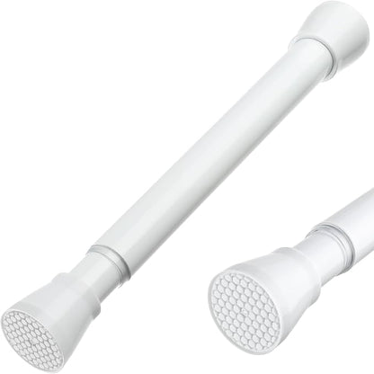 MEXAU White Tension Rod 16 To 26 Inch Spring Curtain Rod Adjustable Tension Curtain Rods No Drilling Short Tension Rod Extendable Small Spring Tension Curtain Rod for Closet Cupboard Bars Refrigerator