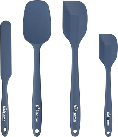 NileHome Silicone Spatula Set, Rubber Spatula High Heat-Resistant Premium BPA-Free One Piece Seamless Design Cooking Spatulas Utensils Set For Kitchen 4pack(Haze blue)