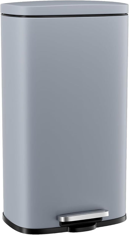 Arlopu 8/13.2 Gallon Step Trash Can, Stainless Steel Garbage Bin, Soft-Close Rubbish Bin with Removable Plastic Inner Bucket, Fingerprint-Proof, Lid Dustbin, Suit for Kitchen Home (Haze Blue, 30L)