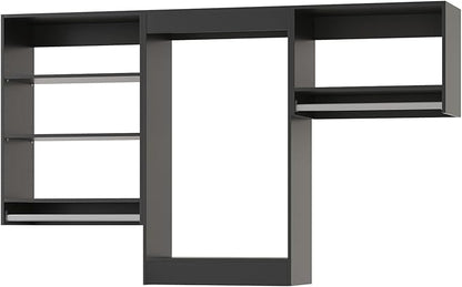 Modular Closet System, 84" Wide Closet Organizer System with Hanging Shelving , Wood Tower Closet Storage for Walk In Closets, Wall Mounted Wardrobe Organizer Kit System, Bedroom, Black