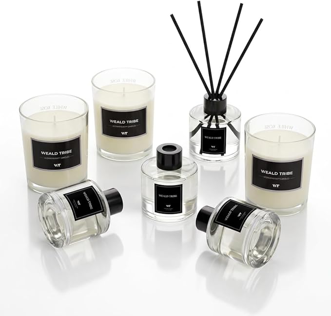 Reed Diffuser Set of 3 for Bathroom Air Fresheners, Oil Diffuser Sticks | Gardenia,Jasmine,Eucalyptus & Lavender Scent(1.7 fl oz Each Pack) Home Fragrance with 12 Sticks Defusers | Shelf Decor