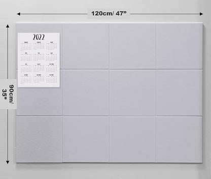 Felt Wall Tiles | Large Cork Board Alternative | Aesthetic Felt Bulletin Board for Office, Home & Classroom | Large Cork Boards for Walls Pinboard (12-Pack) | Gray White