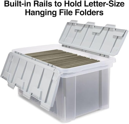 STAPLES Wing Lid File Totes, Letter Size, Clear, 2/Pack