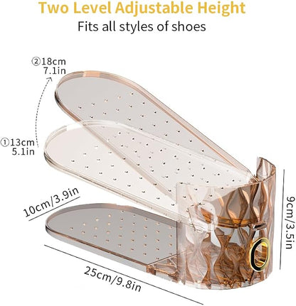 Shoe Slots Organizer, Adjustable 15 Pack Shoe Stacker for Closet Storage, Clear Double Layer Space Saver, Durable and Stackable Shoe Holder for Sneakers Heels and Flat