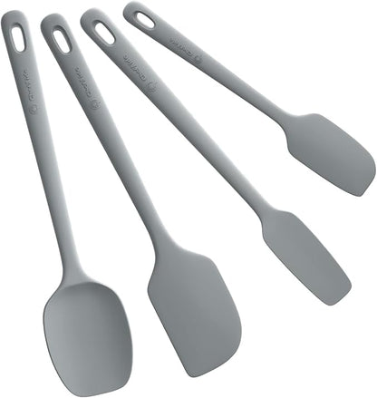 ChefAide 4 Pieces Silicone Spatula Set, Food Grade Rubber Spatula, Upgrade Strong Handle with Ergonomic Grip, Heat Resistant for Nonstick Cookware, Cooking