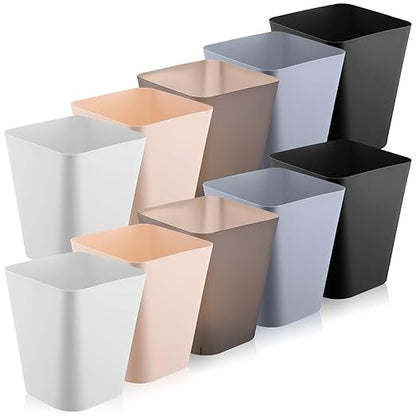 Amyhill 10 Pcs Small Trash Can 2 Gallon Plastic Garbage Can Small Waste Basket for Bathroom Office Kitchen Living Room Bedroom Home Under Desk (Multicolor)