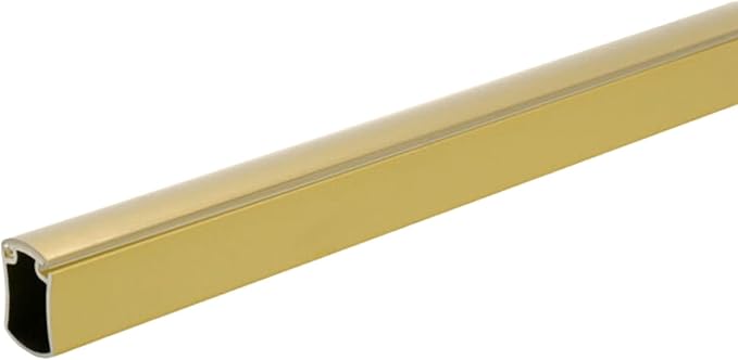 Premium hourglass closet rod - custom cut to size. Hourglass shaped wardrobe tube, protective top cover, seamless and reversible with ribbed and smooth sides. (Matte Brass)