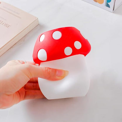 Silicone Pen Holder Cactus Pencil Holder Cute Pens Cup for Desk for Kids Office Decor Desk Accessories Pen Pot Desk Organizer (Red Mushroom)