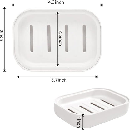 4 Pack Plastic Soap Dish, Soap Container, Double Layer Draining Soap Holder for Shower, Bathroom or Kitchen, C-0060