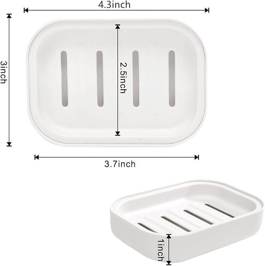 4 Pack Plastic Soap Dish, Soap Container, Double Layer Draining Soap Holder for Shower, Bathroom or Kitchen, C-0060