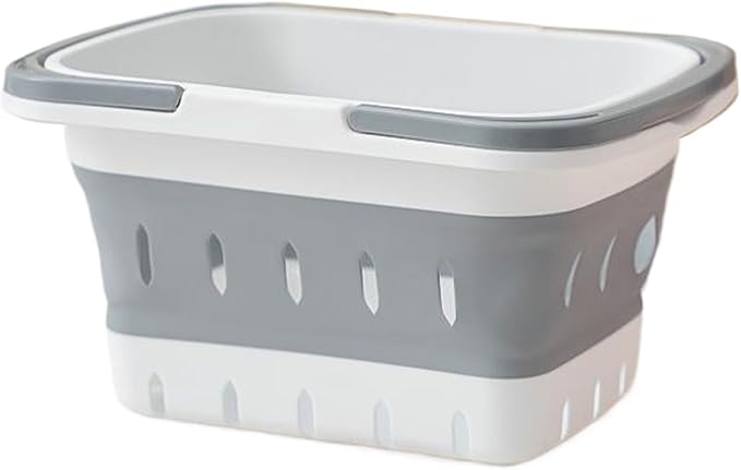 Shower Basket, Bathroom Basket Portable Shower Collapsible Plastic Storage with Handles & Draining Holes, Box Organizer Bin for Bathroom, Kitchen, Dorm, Gym for Daily Use