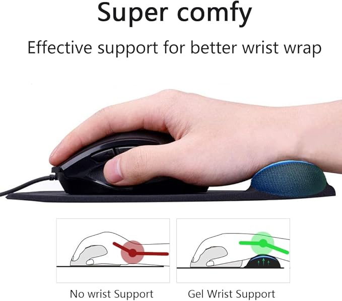 Ergonomic Mouse Pad with Wrist Rest, Gel Wrist Support Mousepad, Pain Relief Laptop Computer Mouse Pad, Non-Slip Mouse Pads for Office & Home (Red)