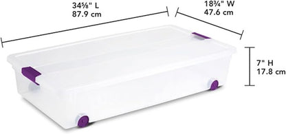Sterilite 8-Pack 60 Quart ClearView Latch Box, Wheeled Underbed Organizer Bins with Latching Lids - Clear Plastic Organization Containers for Closet, Bedroom, Shelving Units and Everyday Home Storage