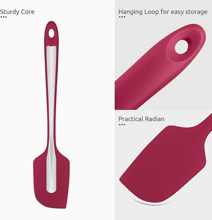 U-Taste 11.38" Silicone Baking Spatula: 480ºF Heat Resistant Food Grade Flexible Rubber Kitchen Bowl Scraper, Seamless Pastry Spreader for Mixing Stirring Scraping in Nonstick Cookware (Red)