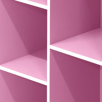 Furinno LUDER Book Shelf, 5-Cube Bookshelf, Reversible Bookcase, 9.4 x 19.5 x 31.5, for Living Room, Bedroom, Home Office, White/Pink