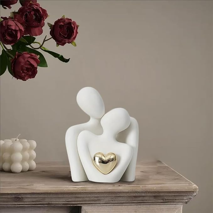 Home Decor for Couples, Mini Couple Ceramic Statue Tv Stand Decor, Bedroom Decor Love Statue Couple Knick Knacks Unique Decoration- Gifts for Her Romantic Gifts(White, 4.72in)