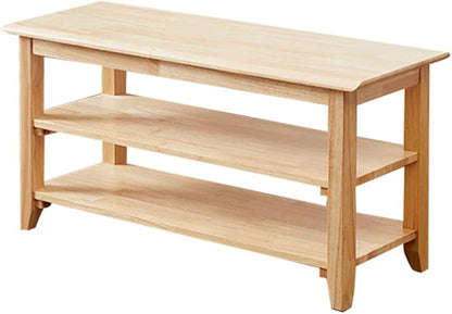 XKZG Storage Bench Wooden Shoe Rack Bench Simple Style Wood Entryway Bench (Natural,31.5")